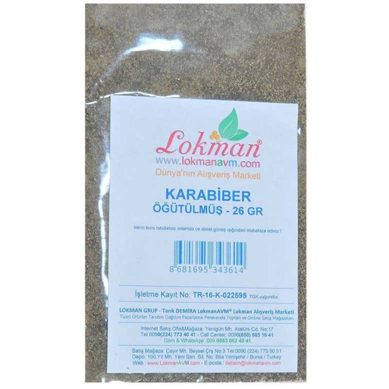 Karabiber Doğal Öğütülmüş Saf 26 Gr Paket Karabiber Doğal Öğütülmüş Saf 26 Gr Paket