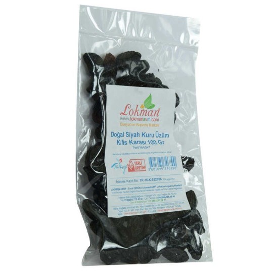 Kilis Karası Siyah Kuru Üzüm 100 Gr Paket Kilis Karası Siyah Kuru Üzüm 100 Gr Paket
