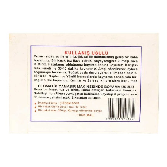 Kumaş Boyası Altın Sarı 10 Gr Pkt Kumaş Boyası Altın Sarı 10 Gr Pkt
