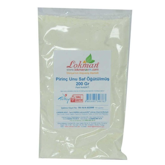 Pirinç Unu Saf Öğütülmüş 200 Gr Paket Pirinç Unu Saf Öğütülmüş 200 Gr Paket