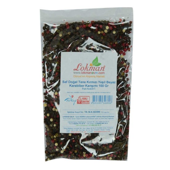 Saf Doğal Tane Kırmızı Yeşil Beyaz Karabiber Karışımı 100 Gr Paket Saf Doğal Tane Kırmızı Yeşil Beyaz Karabiber Karışımı 100 Gr Paket