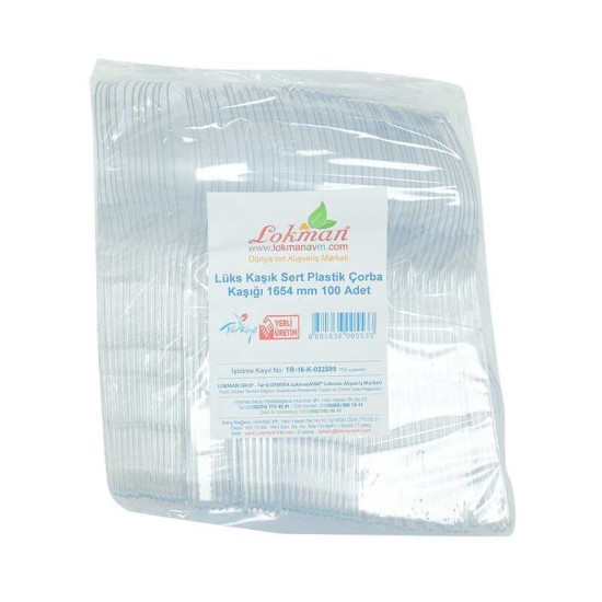 Lüks Kaşık Sert Plastik Çorba Kaşığı 1654 mm Şeffaf 100 Adet 1 Paket Lüks Kaşık Sert Plastik Çorba Kaşığı 1654 mm Şeffaf 100 Adet 1 Paket
