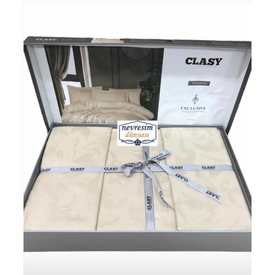 Exclusive Jakarlı Çift Kişilik Pamuk Saten Nev Takımı Pavaya v2 Krem Exclusive Jakarlı Çift Kişilik Pamuk Saten Nev Takımı Pavaya v2 Krem