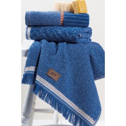 3'lü Jakarlı Havlu Seti Denim Mavi 50x90 8680108067345
