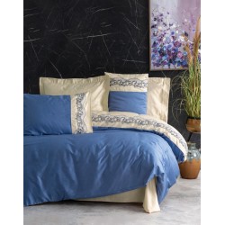Nakışlı Çift Kişilik Saten Nev Takımı Amaya Bej