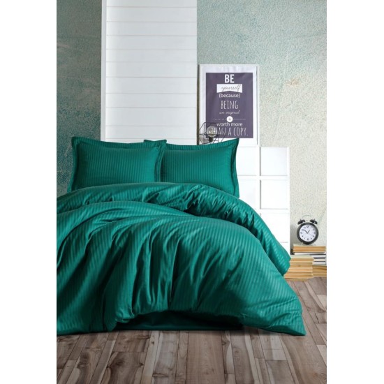 Çift Kişilik Saten Nev Takımı Elegante Stripe Petrol Çift Kişilik Saten Nev Takımı Elegante Stripe Petrol