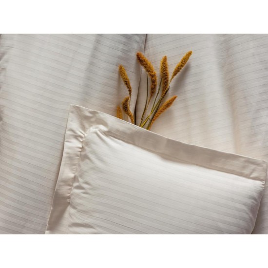 Çift Kişilik Saten Nev Takımı Elegante Stripe Ekru Çift Kişilik Saten Nev Takımı Elegante Stripe Ekru