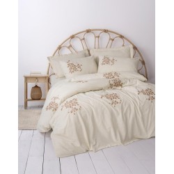 Cotton Keten Çift Kişilik Nev Takımı Kaneli