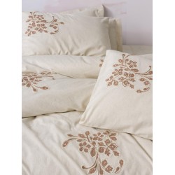 Cotton Keten Çift Kişilik Nev Takımı Kaneli