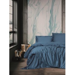 Elegant Mavi Çift Kişilik Saten Nev Takımı