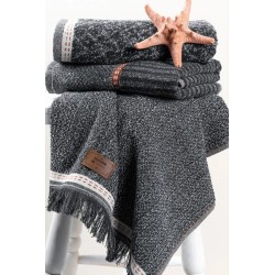 3'lü Jakarlı Havlu Seti Denim Antrasit 50x90 8680108067352