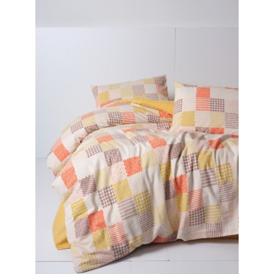 Flanel Nev Takımı Çift Kişilik Palm Hardal Flanel Nev Takımı Çift Kişilik Palm Hardal