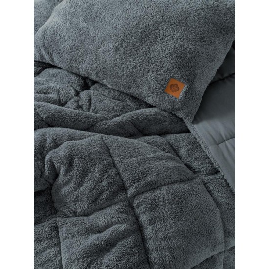 Peluş Çift Kişilik Yorgan Seti Gri Peluş Çift Kişilik Yorgan Seti Gri