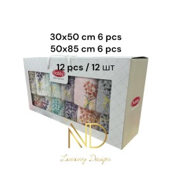 6'50x85cm 6'30X50 12'li Nakışlı Havlu Camelia