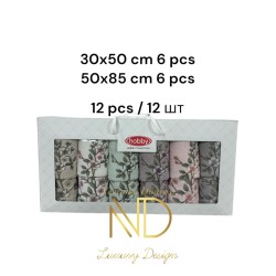 6'50x85cm 6'30X50 12'li Nakışlı Havlu Lavander