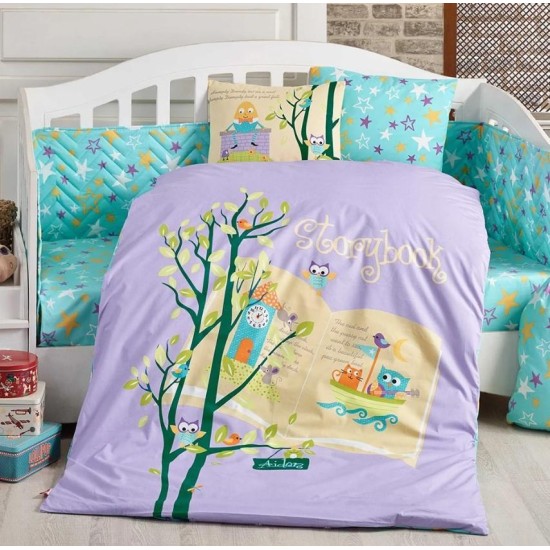 Dream Clock Lila Poplin Bebek Nev Takımı Dream Clock Lila Poplin Bebek Nev Takımı