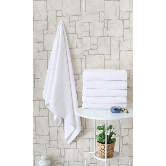 Otel Tipi 6'lı 70x140 Banyo Havlusu Beyaz Otel Tipi 6'lı 70x140 Banyo Havlusu Beyaz