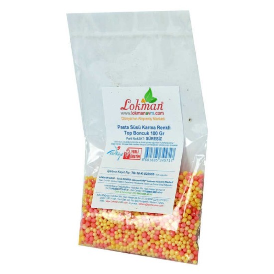 Pasta Süsü Boncuk Granül Şekeri Karışık Renk 100 Gr Paket Pasta Süsü Boncuk Granül Şekeri Karışık Renk 100 Gr Paket