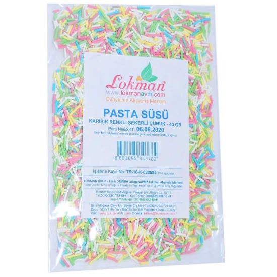 Pasta Süsü Granül Şekeri Karışık Renk 40 Gr Paket Pasta Süsü Granül Şekeri Karışık Renk 40 Gr Paket