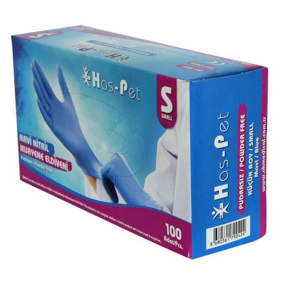 Pudrasız Mavi Nitril Eldiven Küçük Boy (S) 100 Lü Paket Pudrasız Mavi Nitril Eldiven Küçük Boy (S) 100 Lü Paket