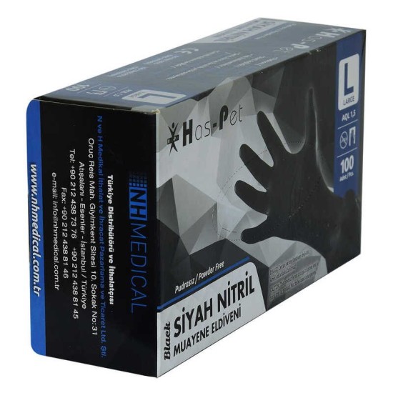 Pudrasız Siyah Nitril Eldiven Büyük Boy (L) 100 Lü Paket Pudrasız Siyah Nitril Eldiven Büyük Boy (L) 100 Lü Paket
