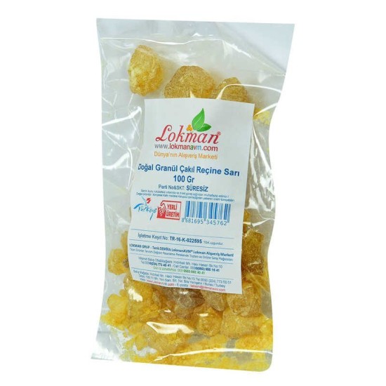 Reçine Doğal Granül Çakıl Sarı 100 Gr Paket Reçine Doğal Granül Çakıl Sarı 100 Gr Paket