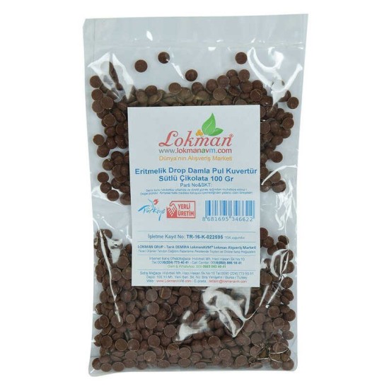 Sütlü Çikolata Eritmelik Drop Damla Pul Kuvertür 100 Gr Paket Sütlü Çikolata Eritmelik Drop Damla Pul Kuvertür 100 Gr Paket