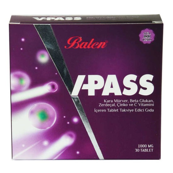 V-Pass Kara Mürverli Zerdeçallı Çinko ve C Vitaminli 1000 Mg X 30 Tablet V-Pass Kara Mürverli Zerdeçallı Çinko ve C Vitaminli 1000 Mg X 30 Tablet