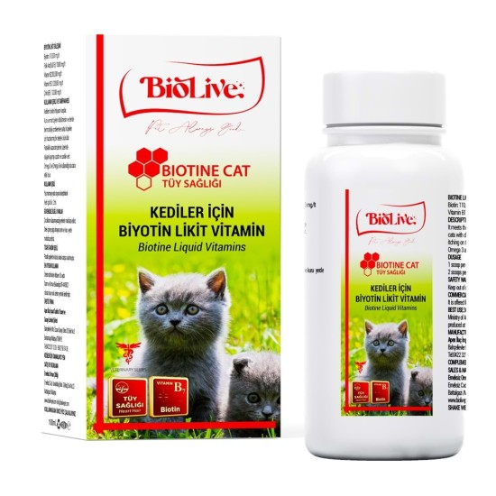 Biolive Kediler İçin Biotine Tüy Sağlığı Likit Vitamin 100ml Biolive Kediler İçin Biotine Tüy Sağlığı Likit Vitamin 100ml