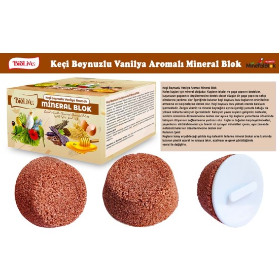 BİOLİVE Keçiboynuzlu Vanilya Aromalı Mineral Blok BİOLİVE Keçiboynuzlu Vanilya Aromalı Mineral Blok