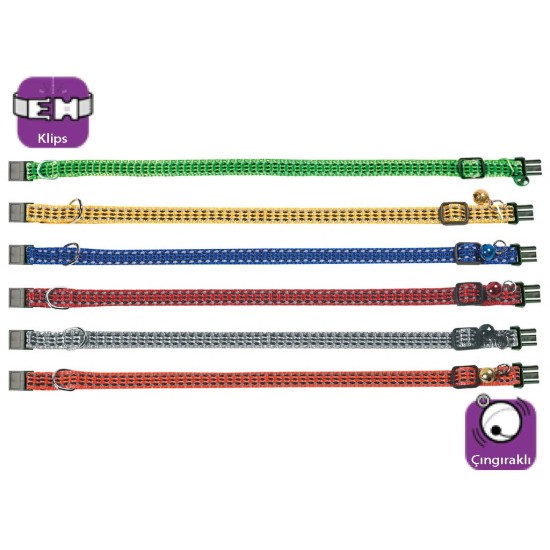 Kedi Tasma Çing. 25-35Cm Karişik Renkli Kedi Tasma Çing. 25-35Cm Karişik Renkli