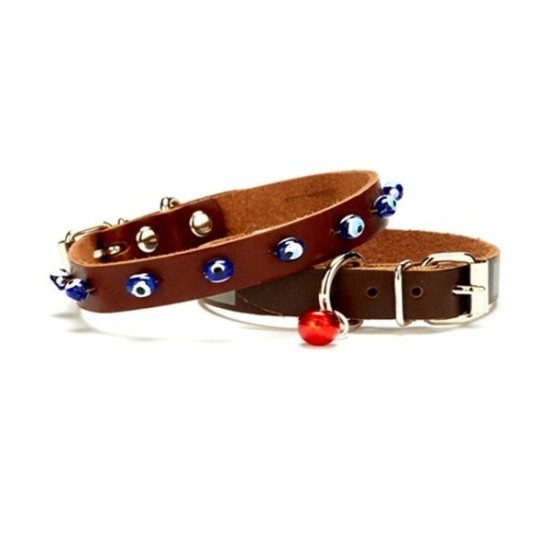 Nazar Boncuklu Kedi Ve Küçük Irk Köpek Tasması 1x14-18 cm Kahve XSmall Nazar Boncuklu Kedi Ve Küçük Irk Köpek Tasması 1x14-18 cm Kahve XSmall