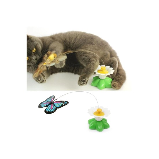 Hareketli Pilli Dönen Kelebek Kedi Oyuncağı 6 cm Hareketli Pilli Dönen Kelebek Kedi Oyuncağı 6 cm