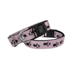 Köpek Tasması Patili Dokuma 2 cm - Min: 30 cm - Max: 50 cm Açık Pembe
