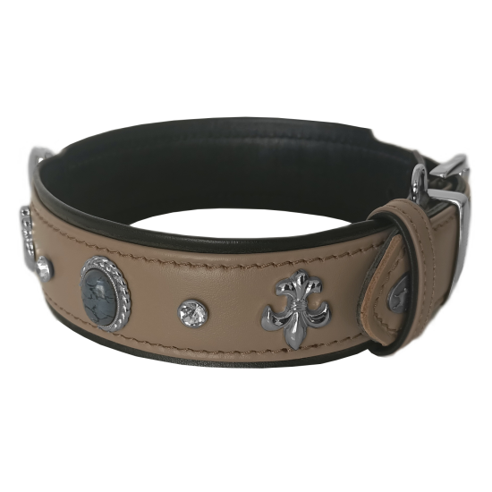 Deri Doğal Taşlı Köpek Boyun Tasması 28-33 cm X-Small Taba Deri Doğal Taşlı Köpek Boyun Tasması 28-33 cm X-Small Taba