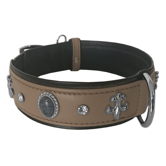 Deri Doğal Taşlı Köpek Boyun Tasması 28-33 cm X-Small Taba Deri Doğal Taşlı Köpek Boyun Tasması 28-33 cm X-Small Taba