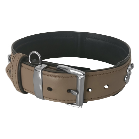 Deri Doğal Taşlı Köpek Boyun Tasması 28-33 cm X-Small Taba Deri Doğal Taşlı Köpek Boyun Tasması 28-33 cm X-Small Taba
