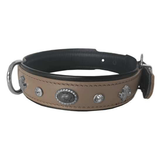 Deri Doğal Taşlı Köpek Boyun Tasması 28-33 cm X-Small Taba Deri Doğal Taşlı Köpek Boyun Tasması 28-33 cm X-Small Taba