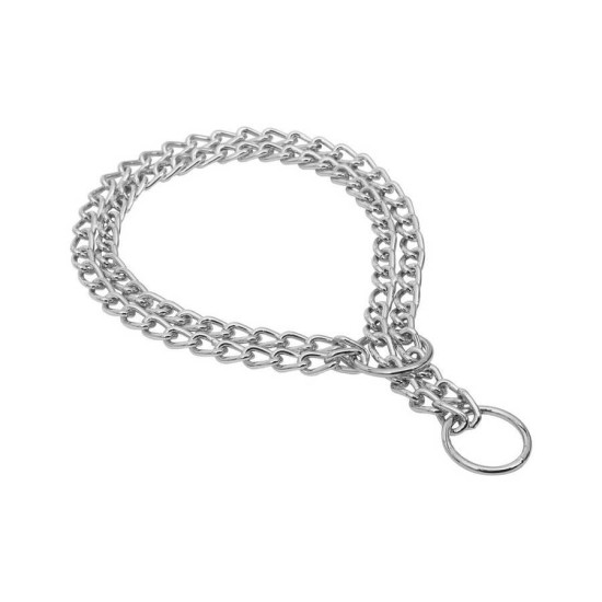 Eğitim Serisi Çift Sıra Boğma Zincirli Köpek Boyun Tasması - 2,5x35-45cm Chrome Eğitim Serisi Çift Sıra Boğma Zincirli Köpek Boyun Tasması - 2,5x35-45cm Chrome