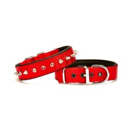Çivi Desenli Köpek Tasması 3*65 cm Kırmızı
