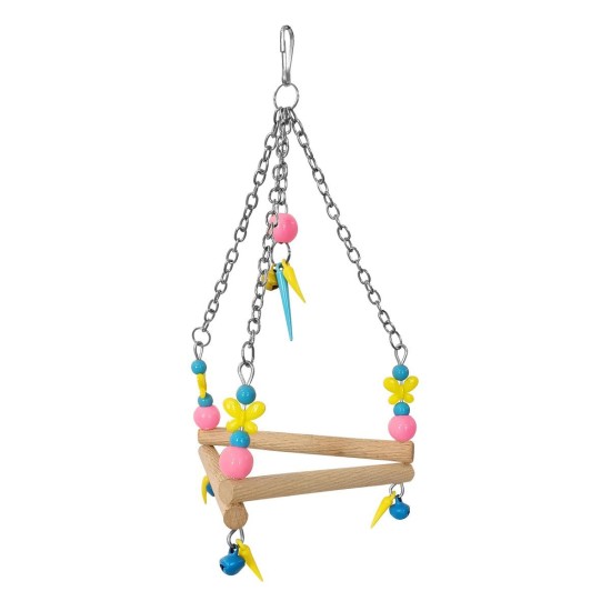 Renkli Boncuklu Ve Üçgen Zilli Kuş Salıncağı 11-16 cm Renkli Boncuklu Ve Üçgen Zilli Kuş Salıncağı 11-16 cm