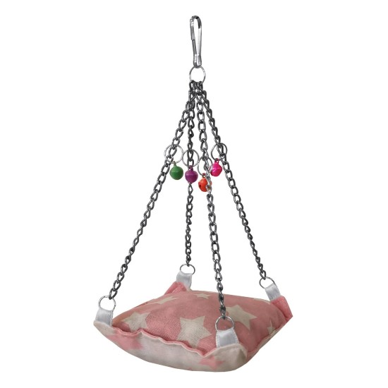 Yıldız Desenli Minder Ve Çanlı Kuş Hamağı 9*9-18 cm Yıldız Desenli Minder Ve Çanlı Kuş Hamağı 9*9-18 cm