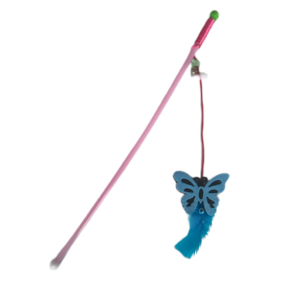 Plastik Saplı Kedi Oltası Kelebek Karışık Renk 42 cm Plastik Saplı Kedi Oltası Kelebek Karışık Renk 42 cm