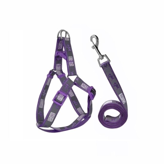 Köpek Göğüs Tasma Seti Köpek Desenli 120 cm-34 cm-47 cm Mor Köpek Göğüs Tasma Seti Köpek Desenli 120 cm-34 cm-47 cm Mor