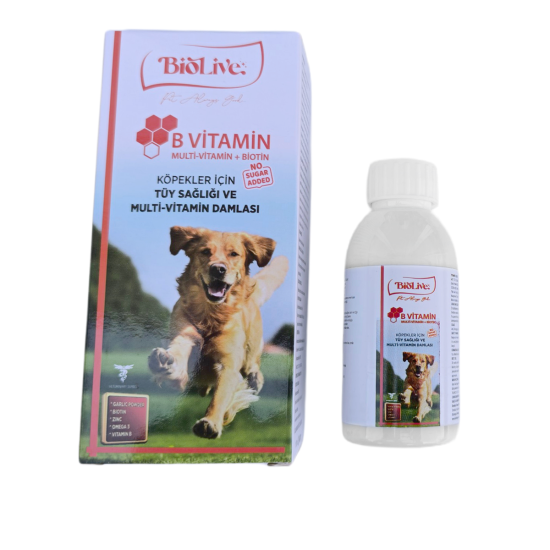 Biolive Köpekler İçin B Vitamin+Multivitamin Tüy Sağlığı Likit Vitamin 100ml Biolive Köpekler İçin B Vitamin+Multivitamin Tüy Sağlığı Likit Vitamin 100ml