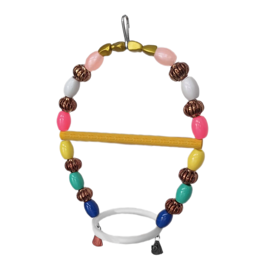 Renkli Boncuklu Oval Hlı Papağan Salıncağı 15 cm-23 cm Renkli Boncuklu Oval Hlı Papağan Salıncağı 15 cm-23 cm