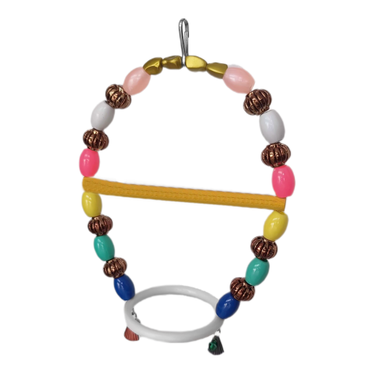 Renkli Boncuklu Oval Hlı Papağan Salıncağı 15 cm-23 cm Renkli Boncuklu Oval Hlı Papağan Salıncağı 15 cm-23 cm