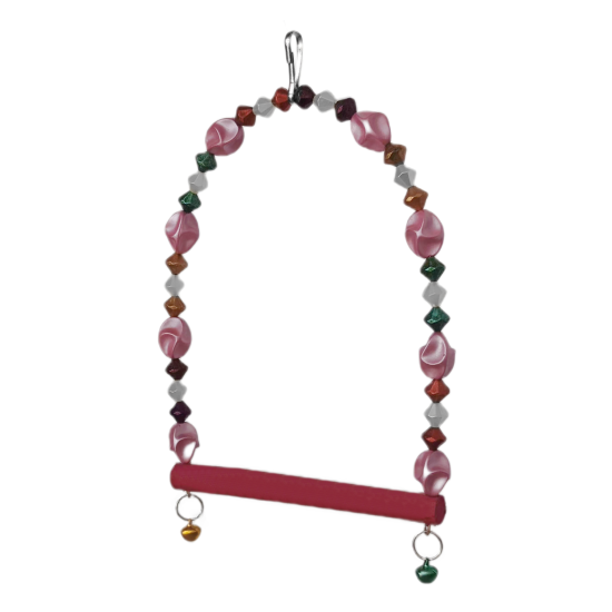 Boncuklu Ve Tünekli Kuş Salıncağı 10 cm-14 cm Bordo Boncuklu Ve Tünekli Kuş Salıncağı 10 cm-14 cm Bordo