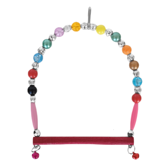 Ahşap Tünekli Şeffaf Boncuklu Kuş Salıncağı 10-12 cm Renkli Ahşap Tünekli Şeffaf Boncuklu Kuş Salıncağı 10-12 cm Renkli