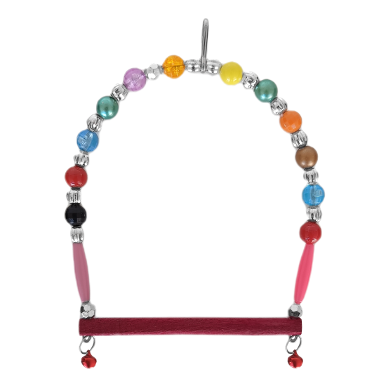 Ahşap Tünekli Şeffaf Boncuklu Kuş Salıncağı 10-12 cm Renkli Ahşap Tünekli Şeffaf Boncuklu Kuş Salıncağı 10-12 cm Renkli